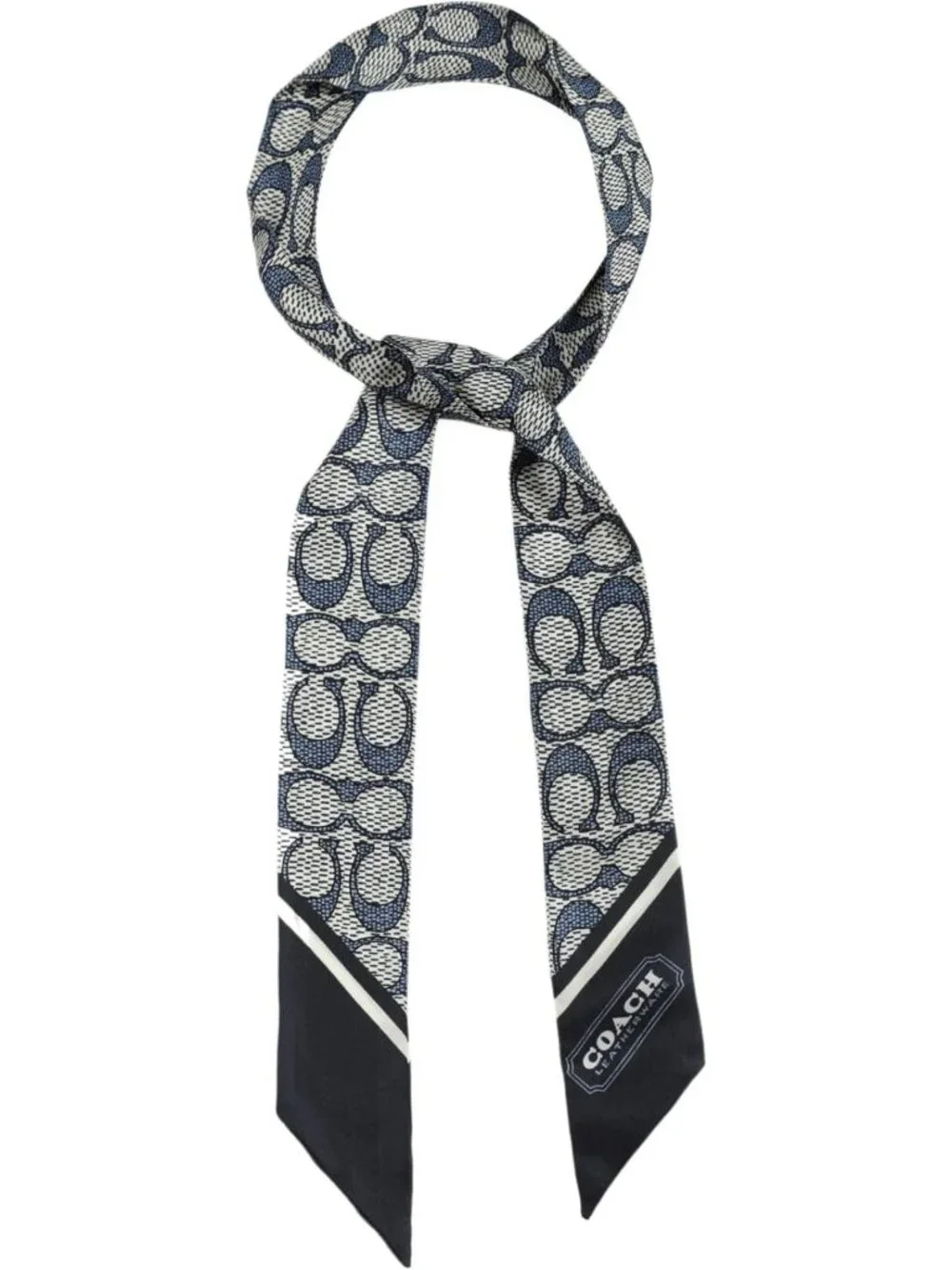 Vintage Silk Skinny Scarf with Signature C Print - Chic Accessory for Any Outfit